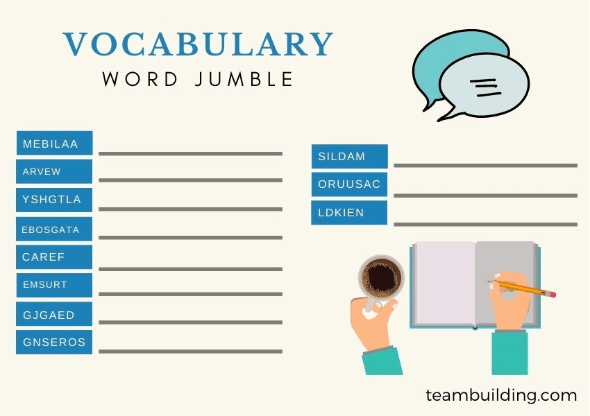 Word scramble template