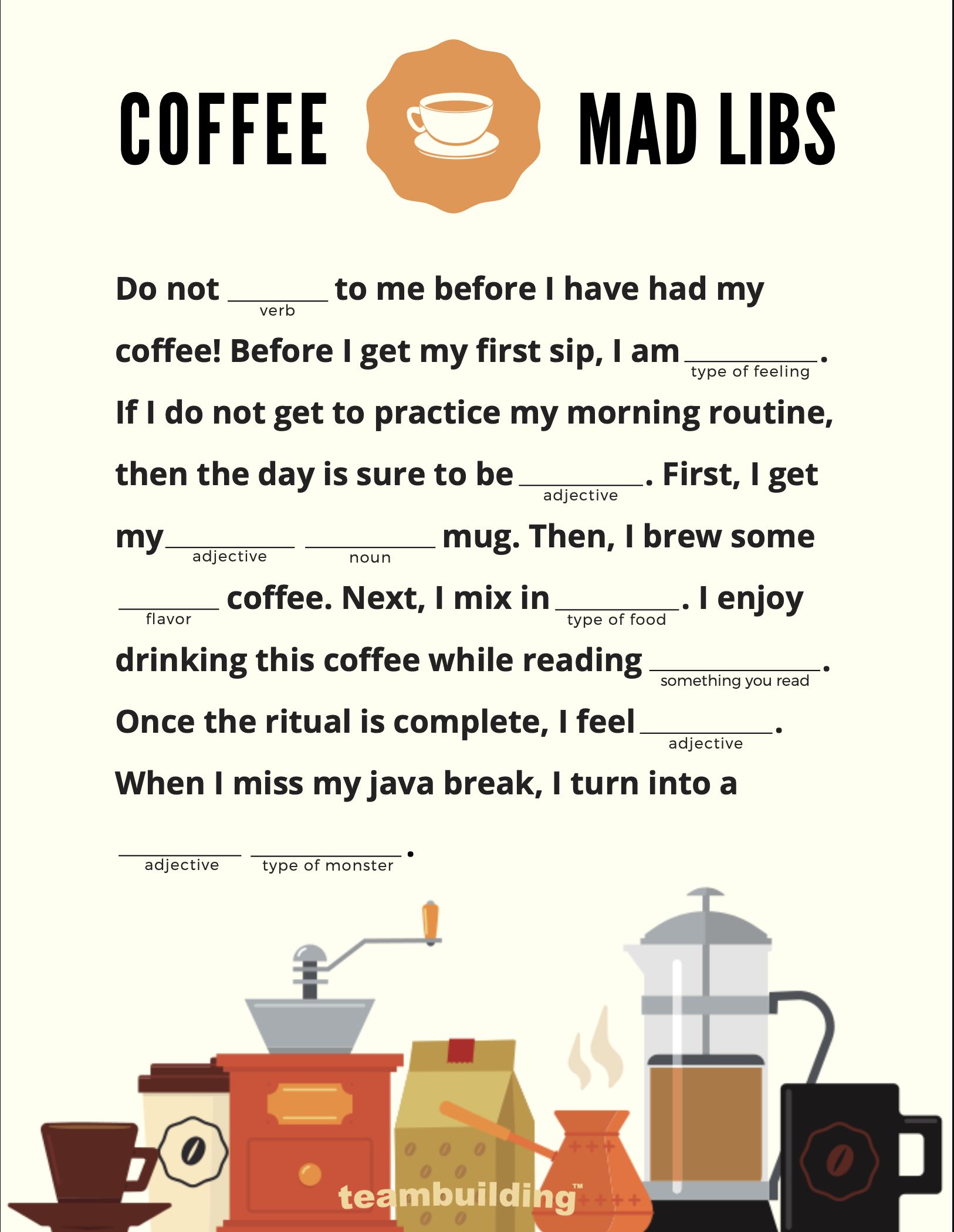Morning MadLibs 1- Coffee